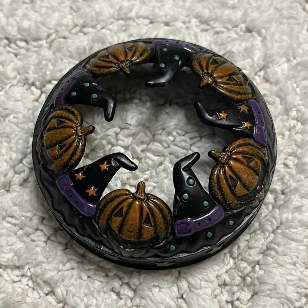 Yankee Candle~Illuma Pumpkin Topper Jack O Lantern Witch Hat Retired Halloween